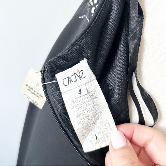 Vintage NEW Deadstock Cache Sequin Beaded Low Back Black Gown Dress Size 4 - Picture 12 of 12